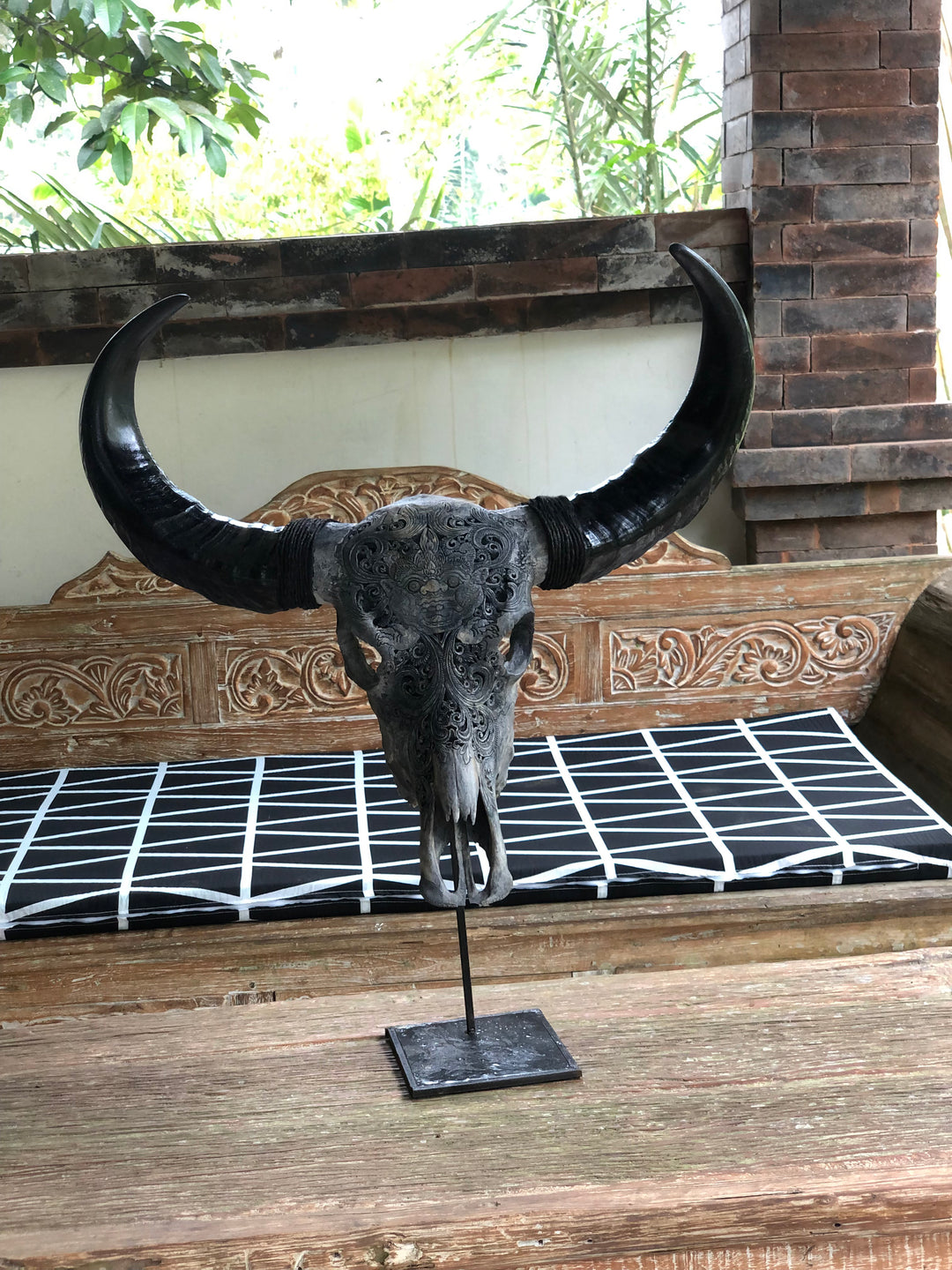 Hell Born Carved Bull Skull