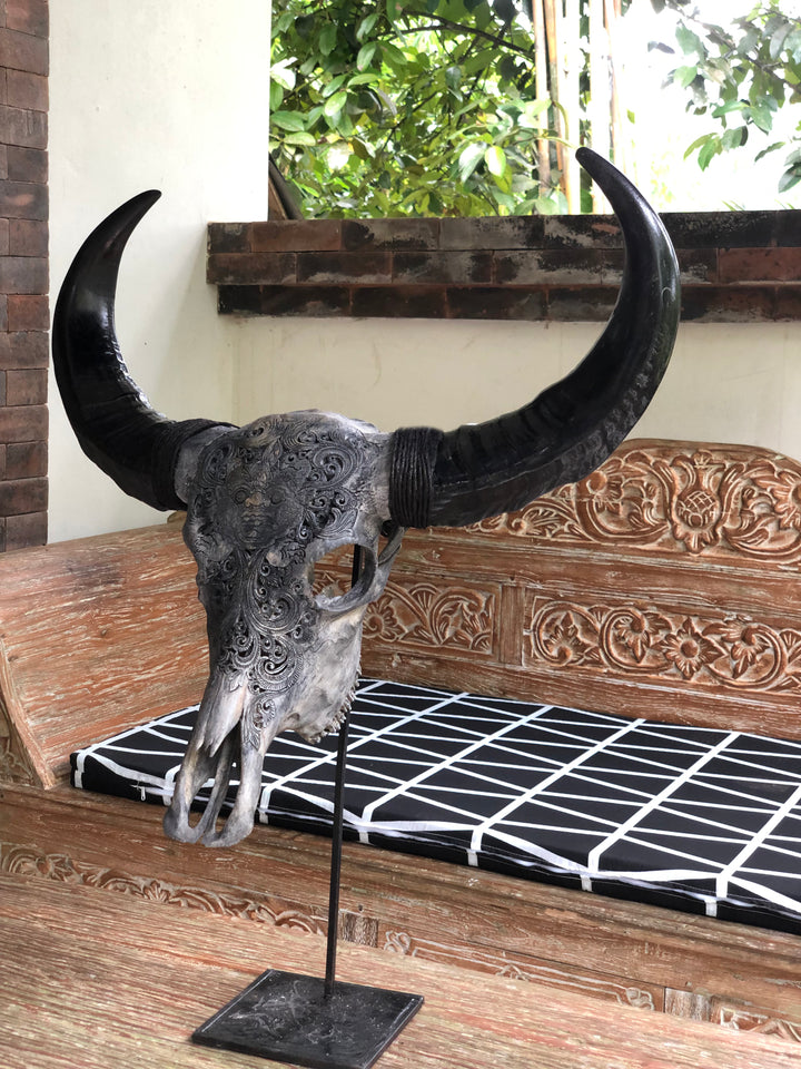 Hell Born Carved Bull Skull