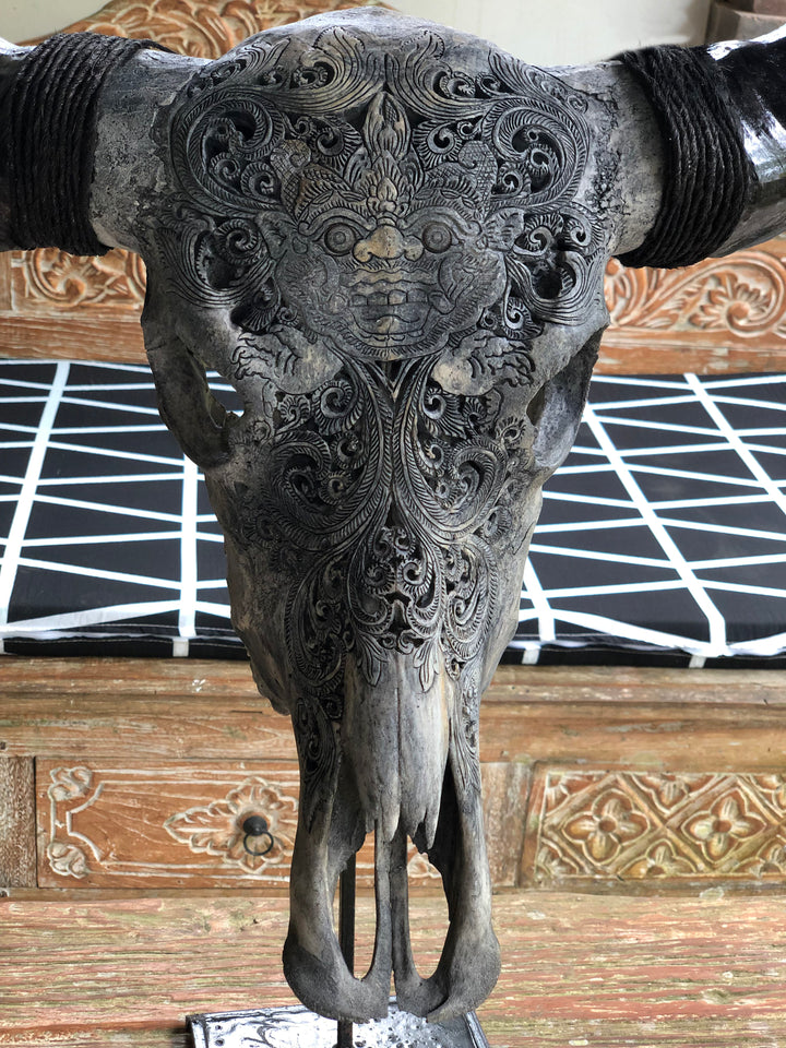 Hell Born Carved Bull Skull