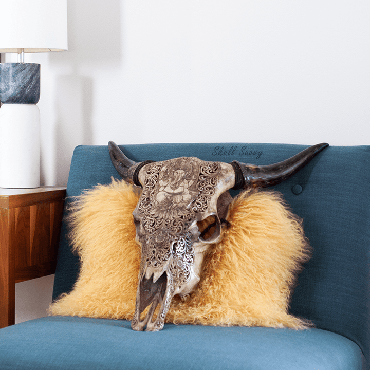Ghanesa Carved Antique Cow Skull