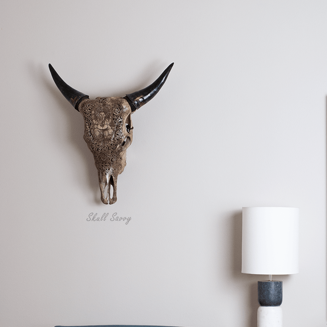 Ghanesa Carved Antique Cow Skull