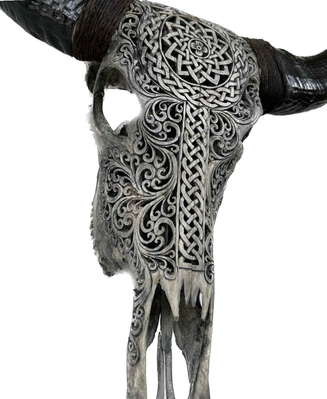 Grey Antique Mandala Bull Skull