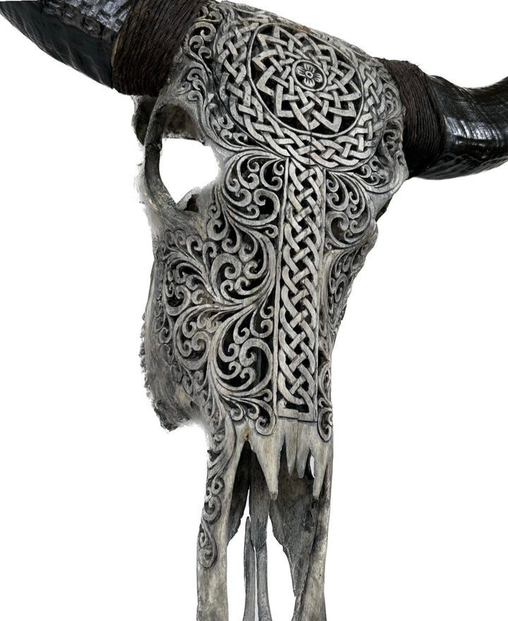 Grey Antique Mandala Bull Skull