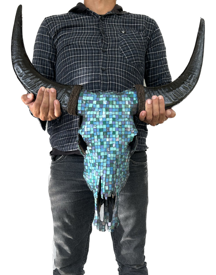 Azure Oasis Cow Skull