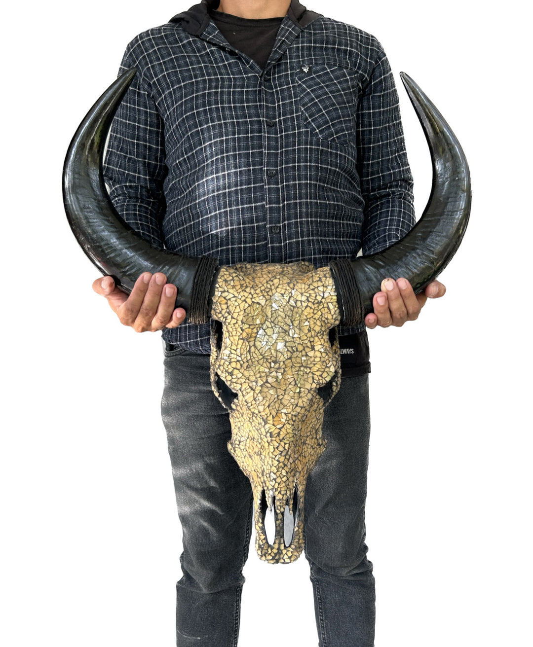 Earth Tone Mosaic Cow Skull