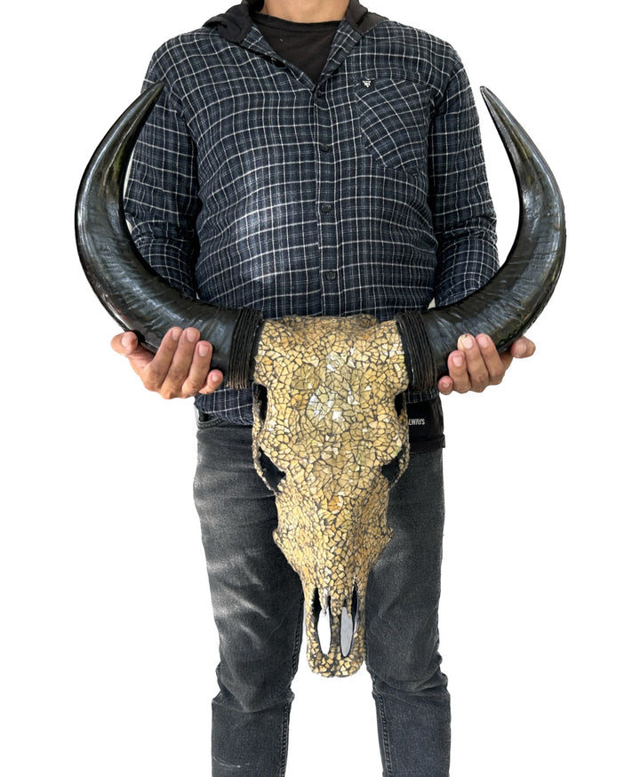 Earth Tone Mosaic Cow Skull