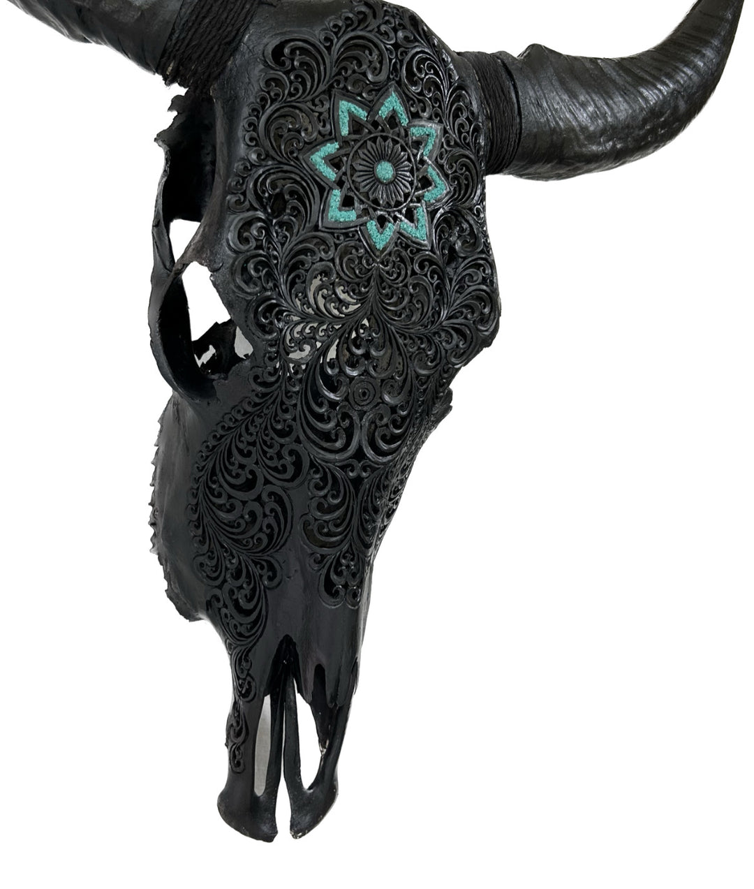 Black Glowing Mandala Cow Skull