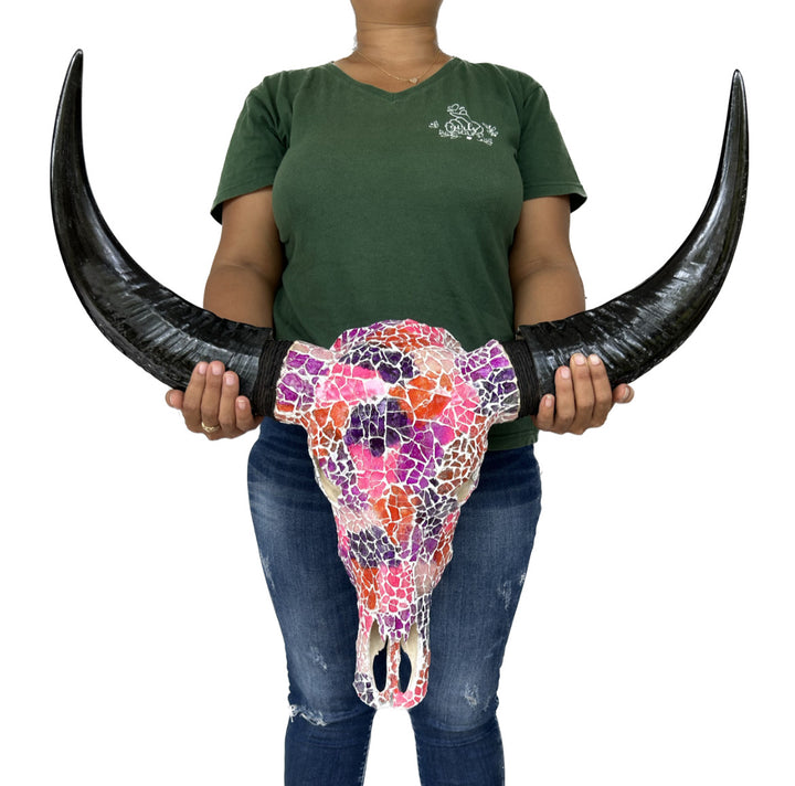 Sunset Mosaic Bull Skull