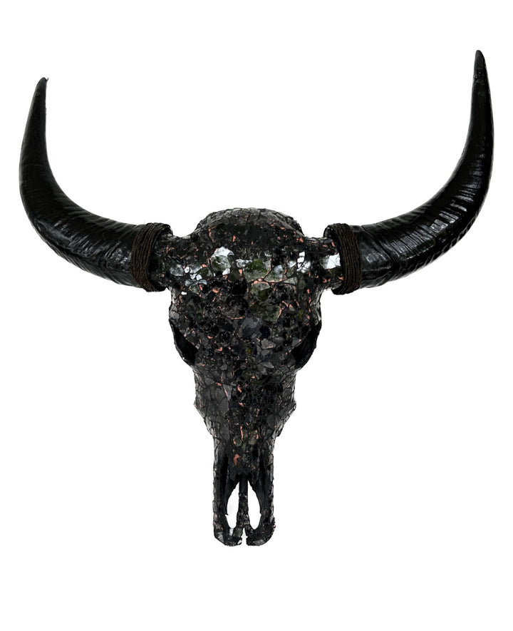 Black Ice Mosaic Bull Skull