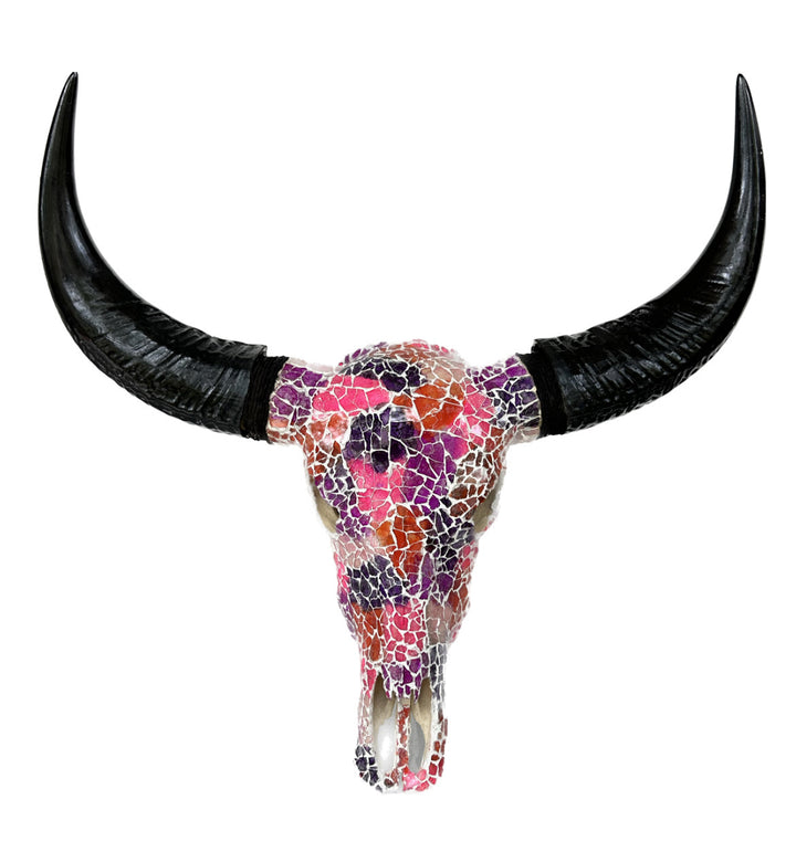 Sunset Mosaic Bull Skull