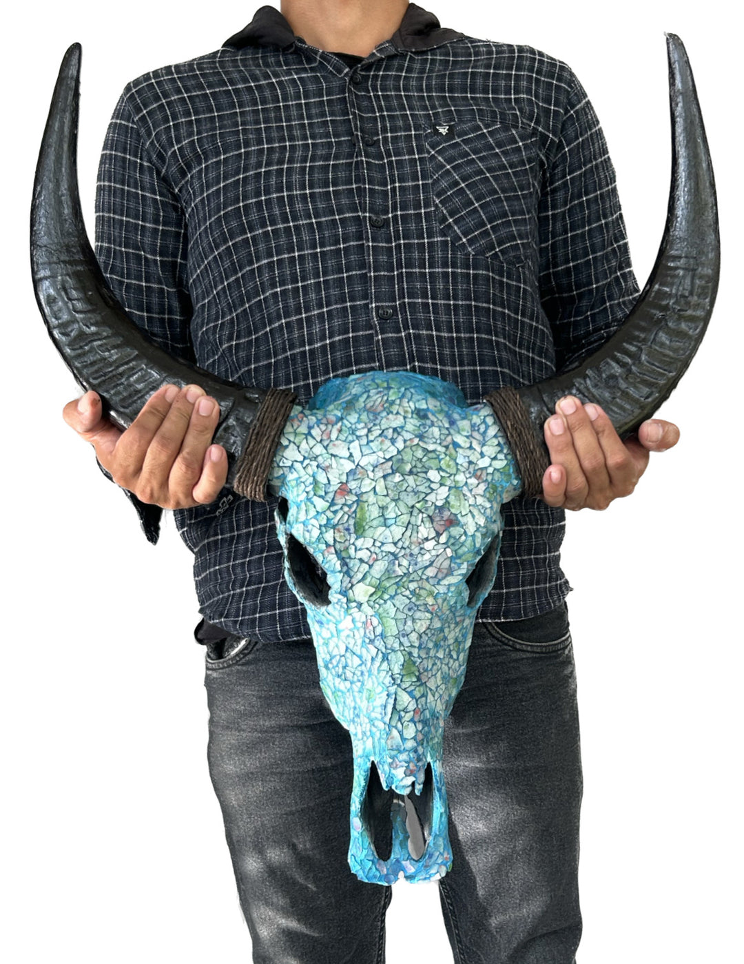 Emerald Isle Mosaic Bull Skull