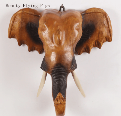 Wooden Elephant Head