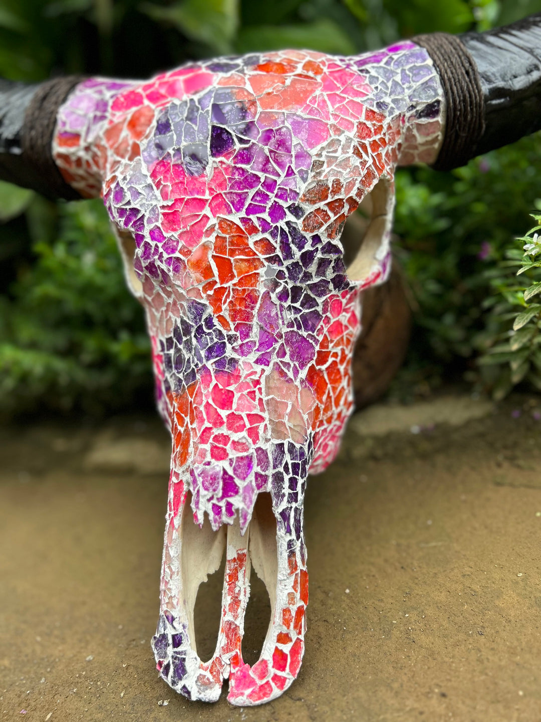 Sunset Mosaic Bull Skull