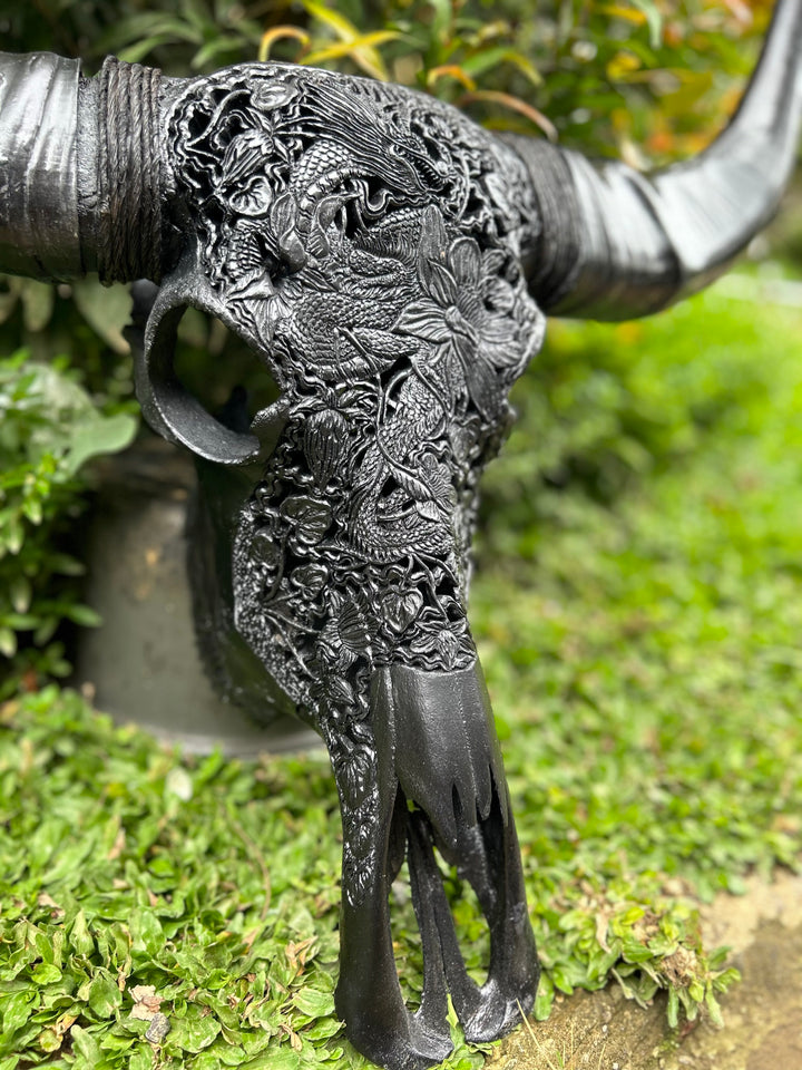 Dragon Blossom Bull Skull