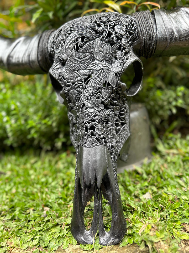 Dragon Blossom Bull Skull