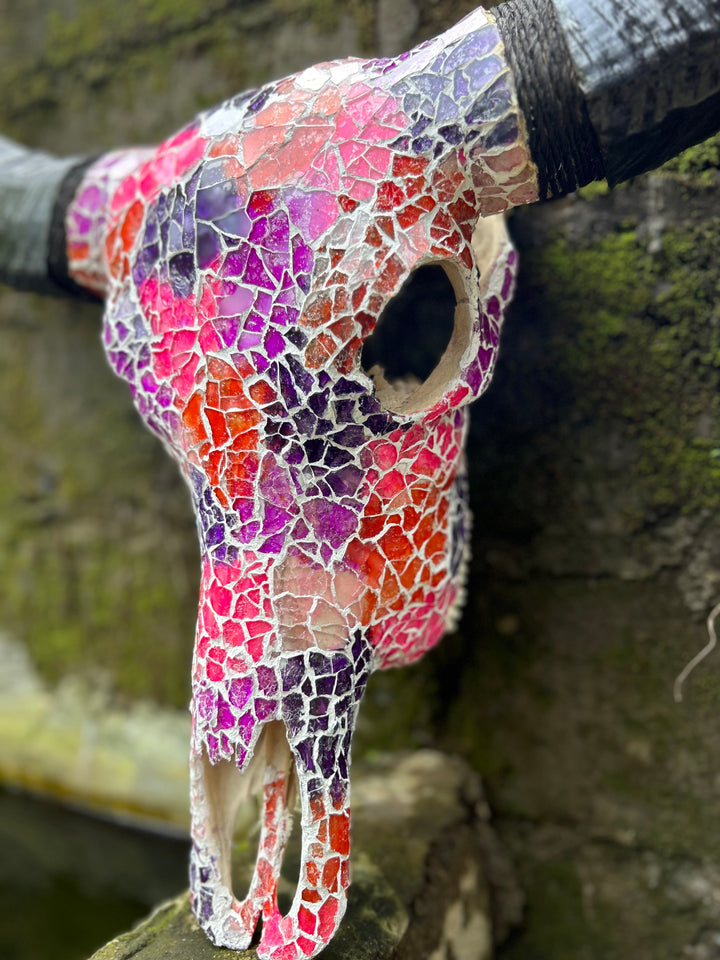 Sunset Mosaic Bull Skull