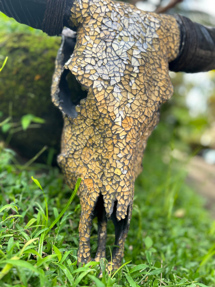 Earth Tone Mosaic Cow Skull