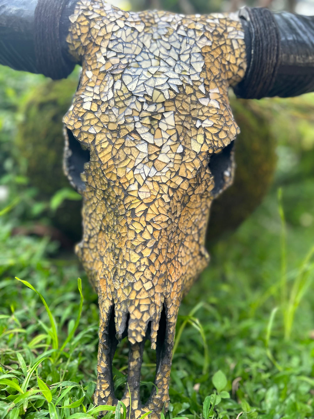 Earth Tone Mosaic Cow Skull