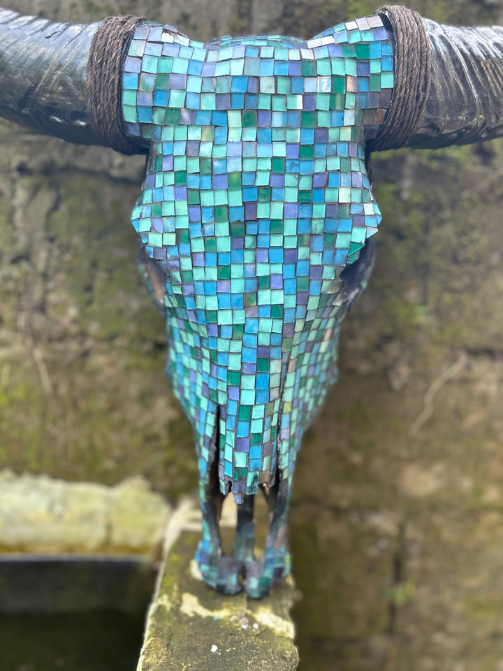 Azure Oasis Cow Skull