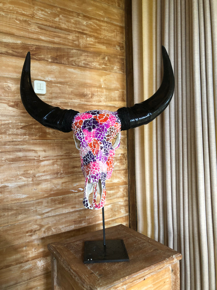 Sunset Mosaic Bull Skull
