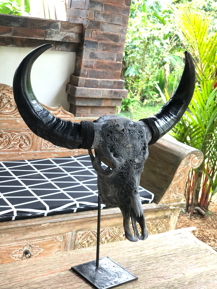 Hell Born Carved Bull Skull