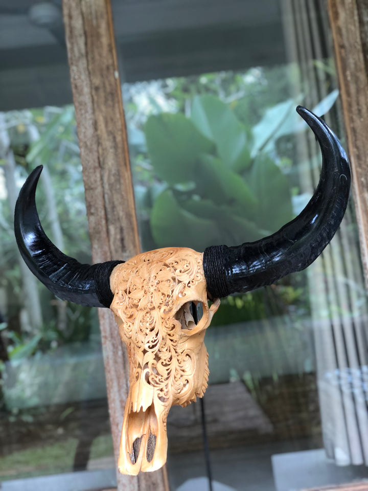 Mystic Leaves Bull Skull