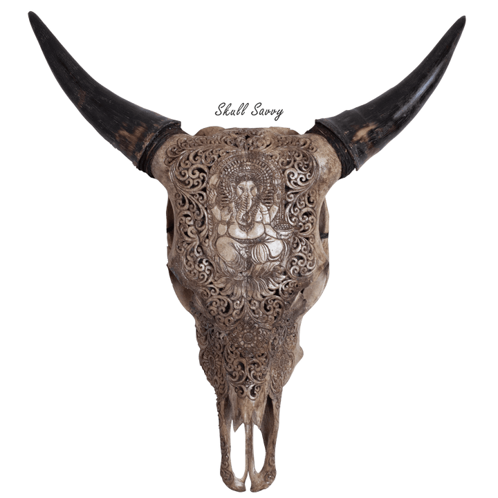 Ghanesa Carved Antique Cow Skull