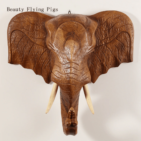 Classic Wood Elephant Head