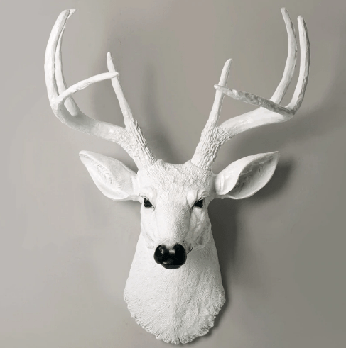 White Deer Head Sculpture