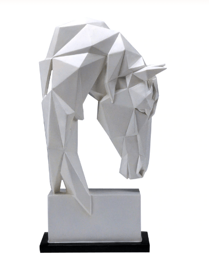 Geometric White Horse Head Sculpture