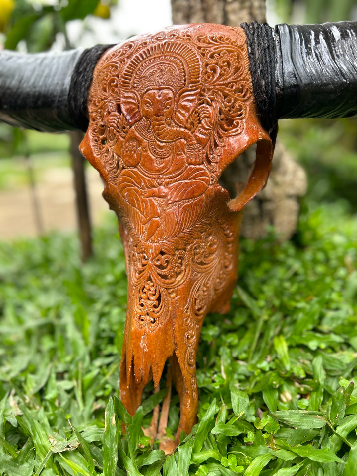 Carved Ganesha Bull Skull
