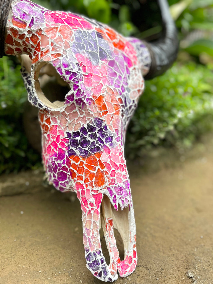 Sunset Mosaic Bull Skull