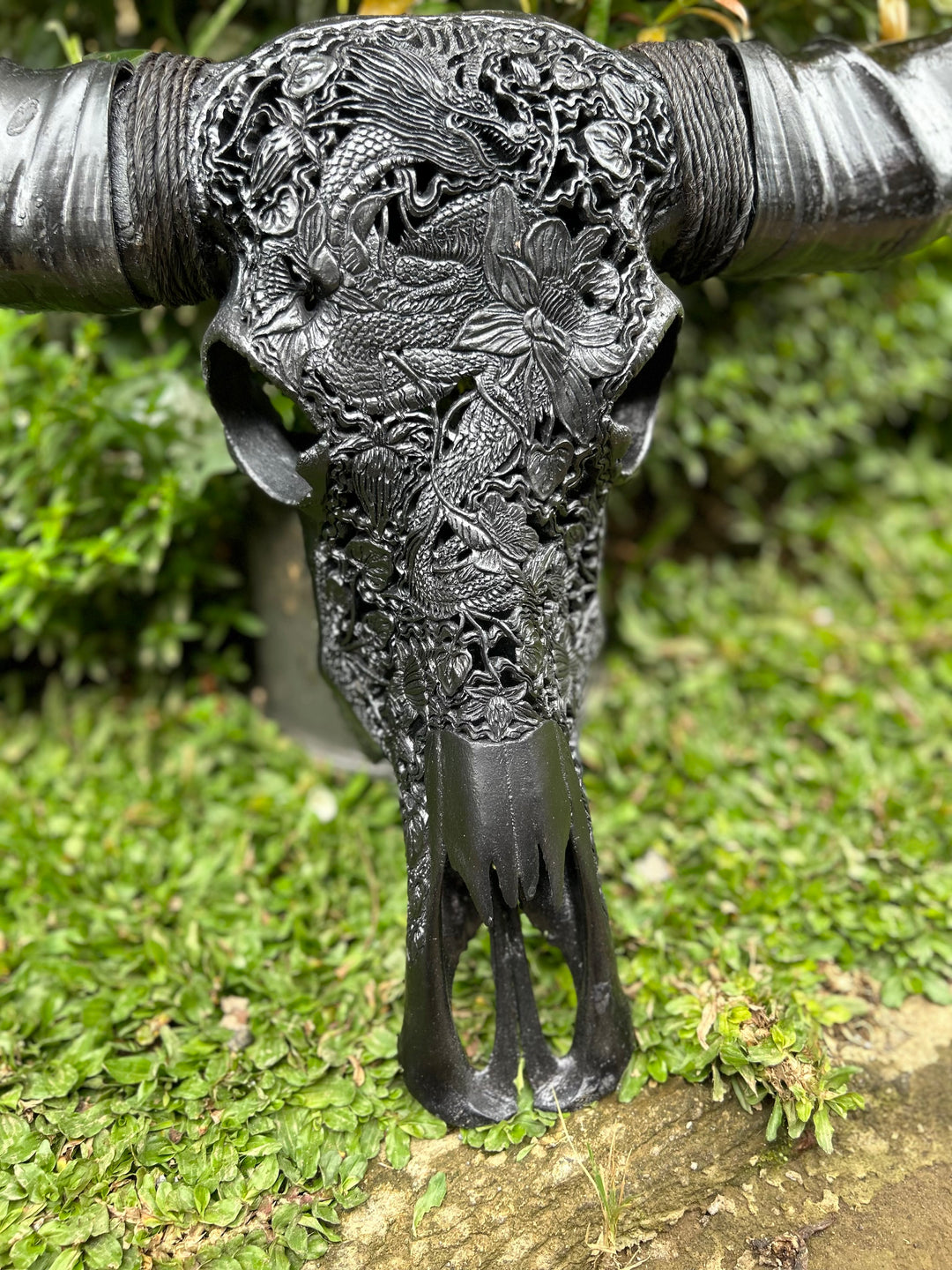 Dragon Blossom Bull Skull